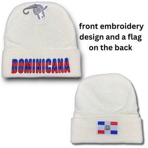 Republica Dominicana Winter Insulated Beanie Hat Front Embroidery and Back Flag